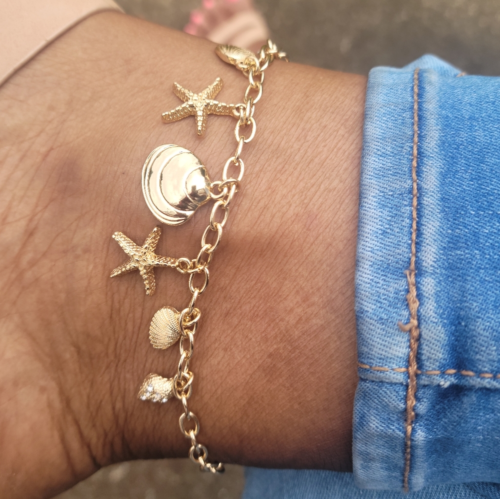 Starfish and Sea Shell Anklet - Picture 2 of 2